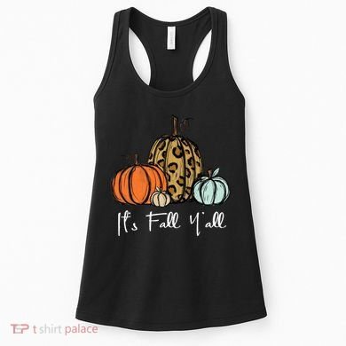 Its Fall Yall Graphic Shirt Women Thanksgiving Pumpkin Splicing Sleeve Fall Women's Tank Top