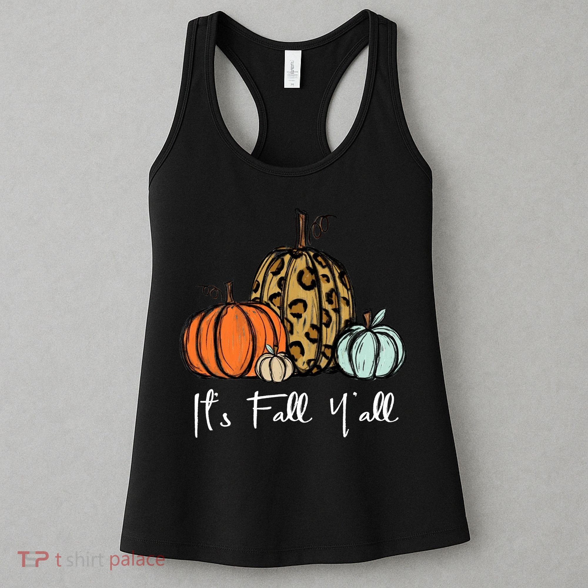Its Fall Yall Graphic Shirt Women Thanksgiving Pumpkin Splicing Sleeve Fall Women's Tank Top