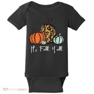 Its Fall Yall Graphic Shirt Women Thanksgiving Pumpkin Splicing Sleeve Fall Baby Bodysuit