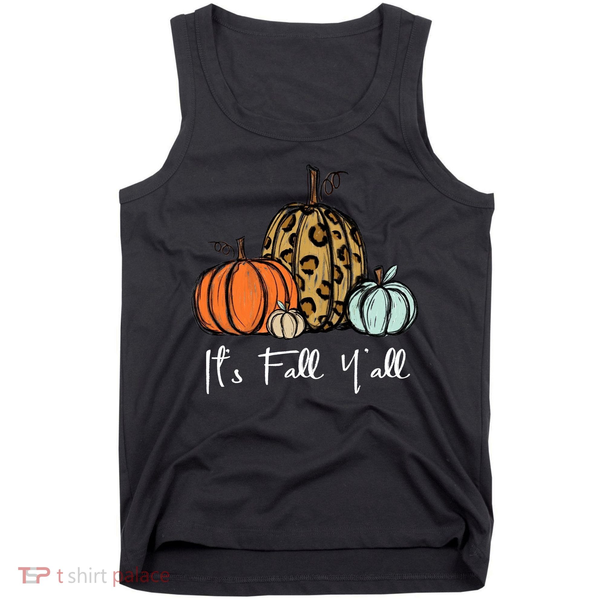 Its Fall Yall Graphic Shirt Women Thanksgiving Pumpkin Splicing Sleeve Fall Tank Top