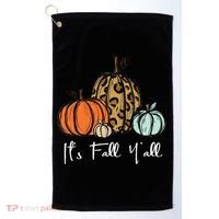 Its Fall Yall Graphic Shirt Women Thanksgiving Pumpkin Splicing Sleeve Fall Golf Towel thumb 0