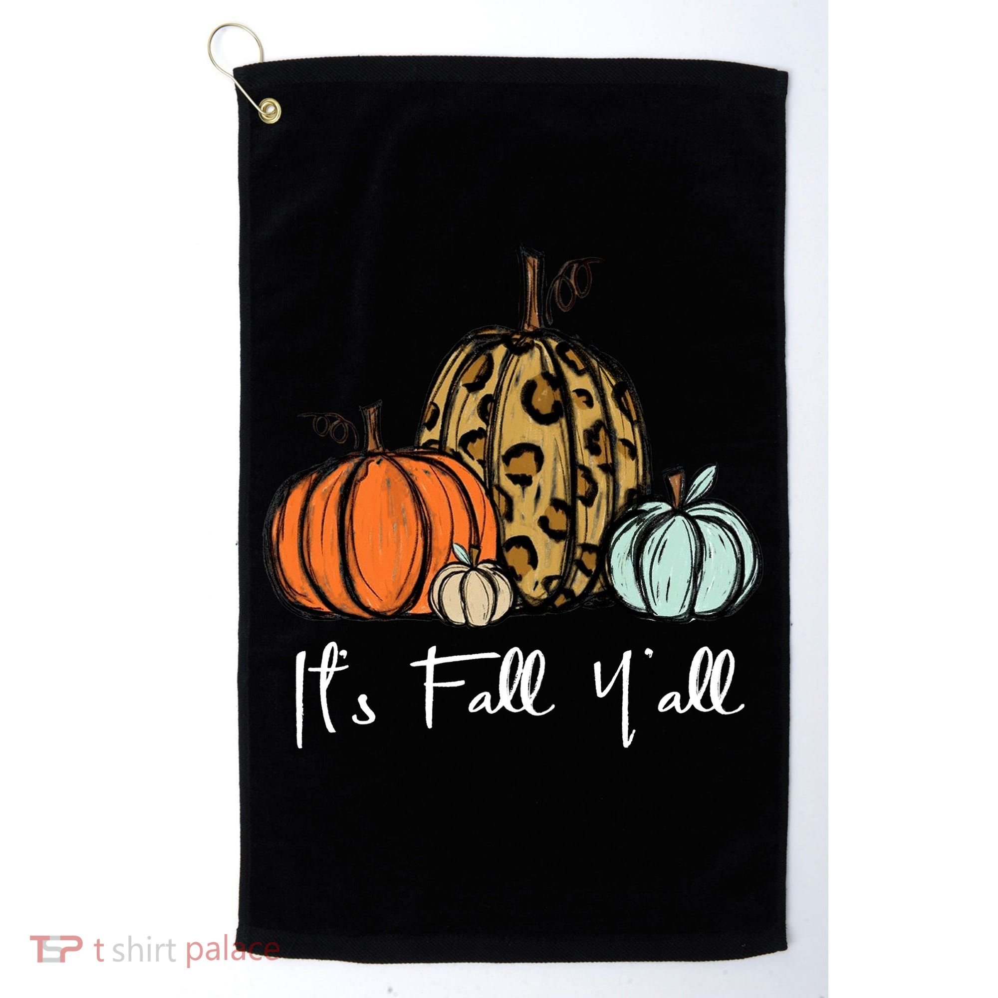 Its Fall Yall Graphic Shirt Women Thanksgiving Pumpkin Splicing Sleeve Fall Golf Towel