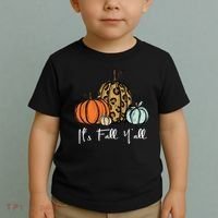 Its Fall Yall Graphic Shirt Women Thanksgiving Pumpkin Splicing Sleeve Fall Toddler T-Shirt thumb 2