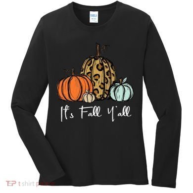 Its Fall Yall Graphic Shirt Women Thanksgiving Pumpkin Splicing Sleeve Fall Women's Long Sleeve Shirt