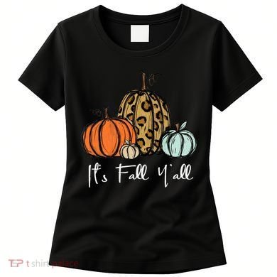 Its Fall Yall Graphic Shirt Women Thanksgiving Pumpkin Splicing Sleeve Fall Women's T-Shirt