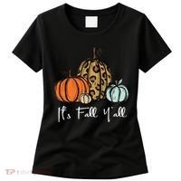 Its Fall Yall Graphic Shirt Women Thanksgiving Pumpkin Splicing Sleeve Fall Women's T-Shirt thumb 0