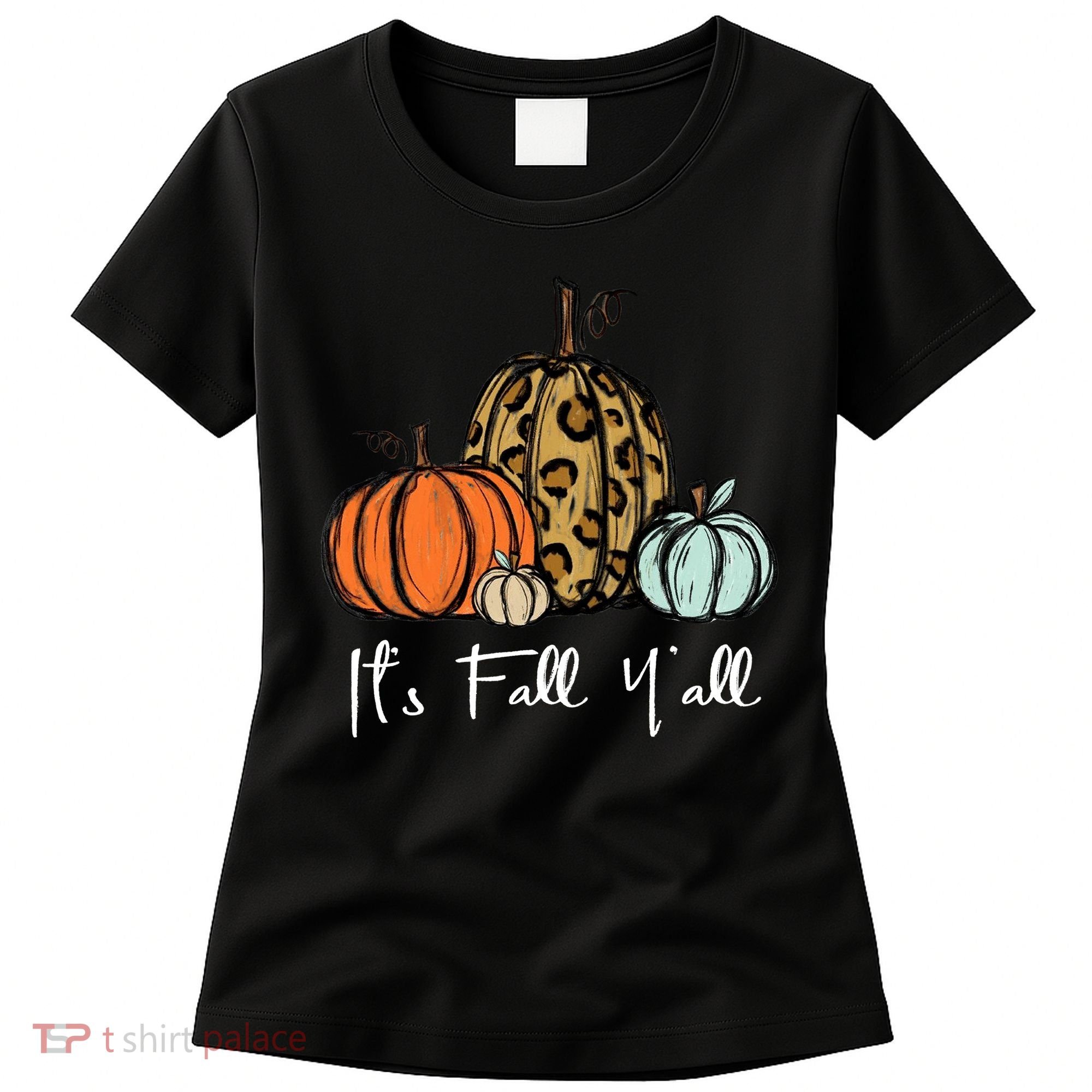 Its Fall Yall Graphic Shirt Women Thanksgiving Pumpkin Splicing Sleeve Fall Women's T-Shirt