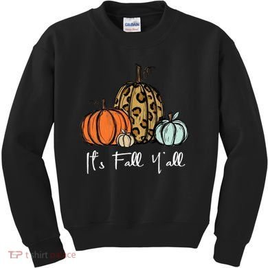 Its Fall Yall Graphic Shirt Women Thanksgiving Pumpkin Splicing Sleeve Fall Kids Sweatshirt
