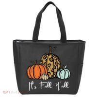 Its Fall Yall Graphic Shirt Women Thanksgiving Pumpkin Splicing Sleeve Fall Tote Bag thumb 0