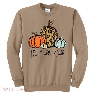 Its Fall Yall Graphic Shirt Women Thanksgiving Pumpkin Splicing Sleeve Fall Sweatshirt