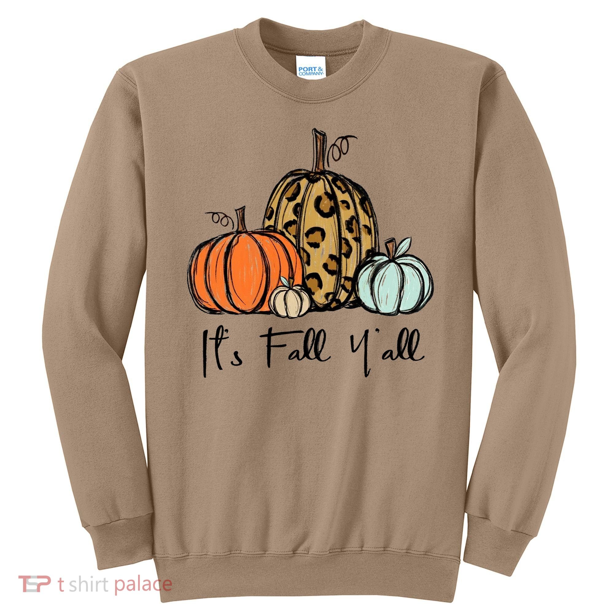 Its Fall Yall Graphic Shirt Women Thanksgiving Pumpkin Splicing Sleeve Fall Sweatshirt
