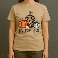 Its Fall Yall Graphic Shirt Women Thanksgiving Pumpkin Splicing Sleeve Fall T-Shirt thumb 4