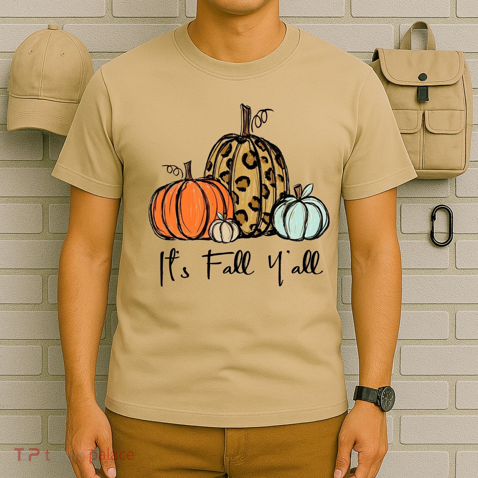 Its Fall Yall Graphic Shirt Women Thanksgiving Pumpkin Splicing Sleeve Fall T-Shirt