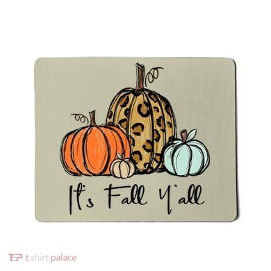 Its Fall Yall Graphic Shirt Women Thanksgiving Pumpkin Splicing Sleeve Fall Mousepad