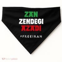 Iranian Flag ZAN ZENDEGI AZADI Support Iranian Women Protest USA-Made Doggie Bandana thumb 0