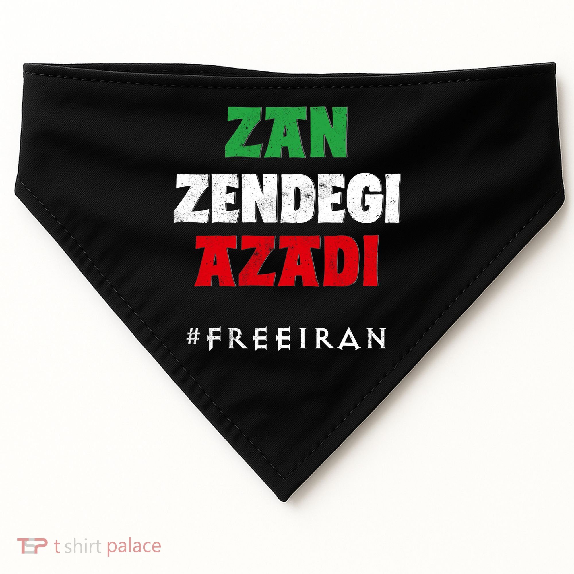 Iranian Flag ZAN ZENDEGI AZADI Support Iranian Women Protest USA-Made Doggie Bandana