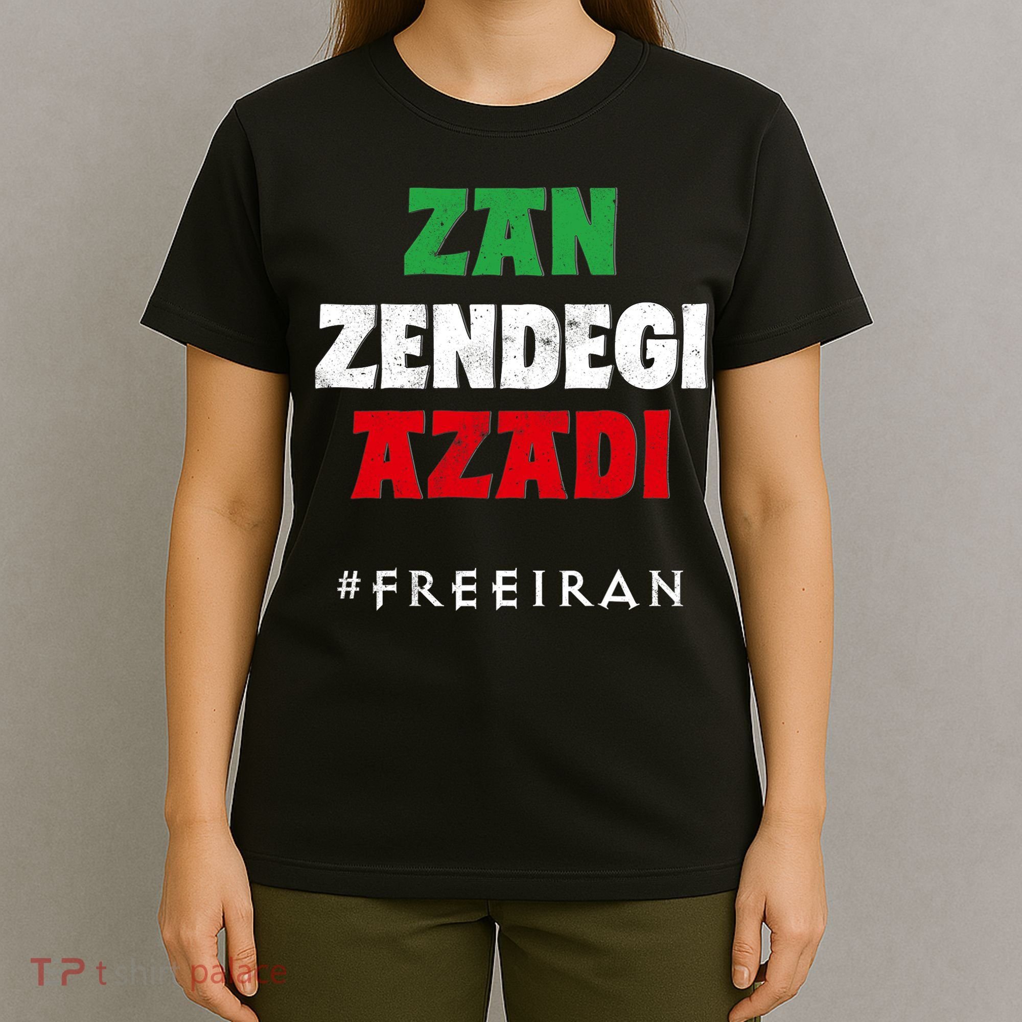 Iranian Flag ZAN ZENDEGI AZADI Support Iranian Women Protest T-Shirt