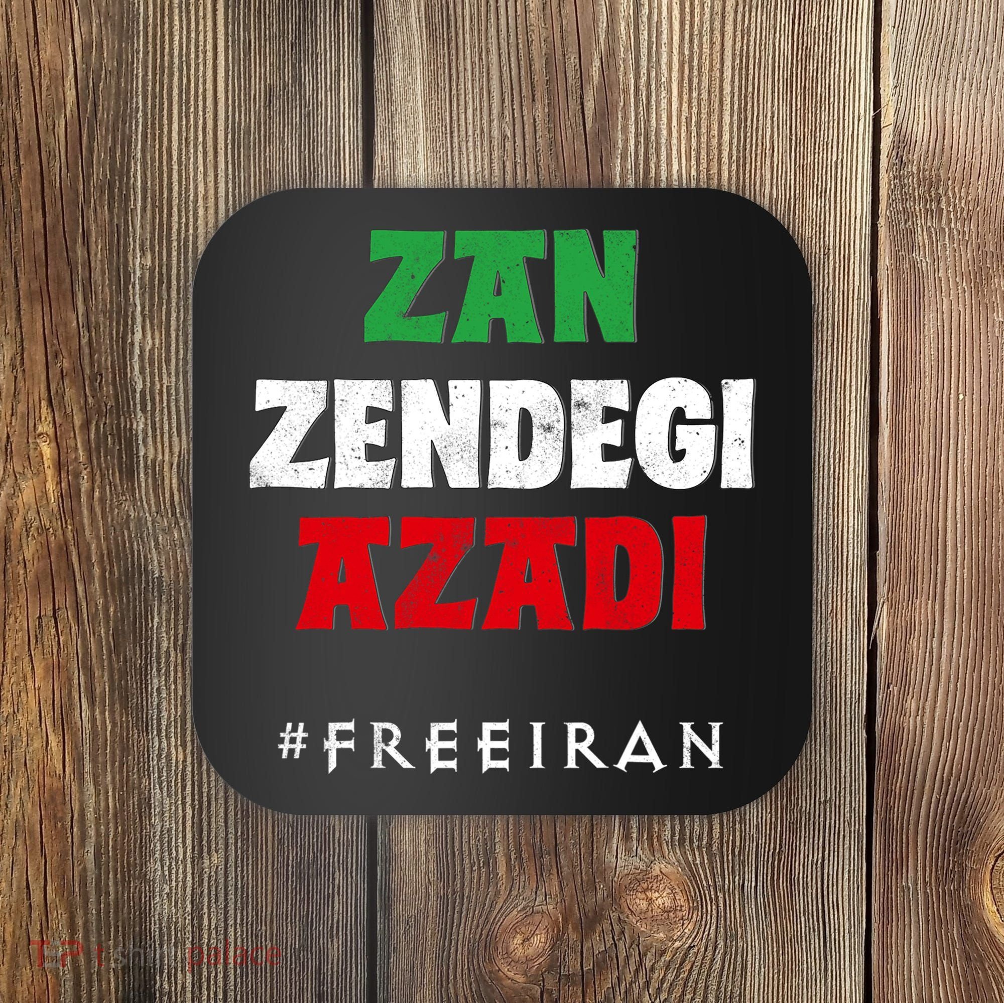 Iranian Flag ZAN ZENDEGI AZADI Support Iranian Women Protest Coaster