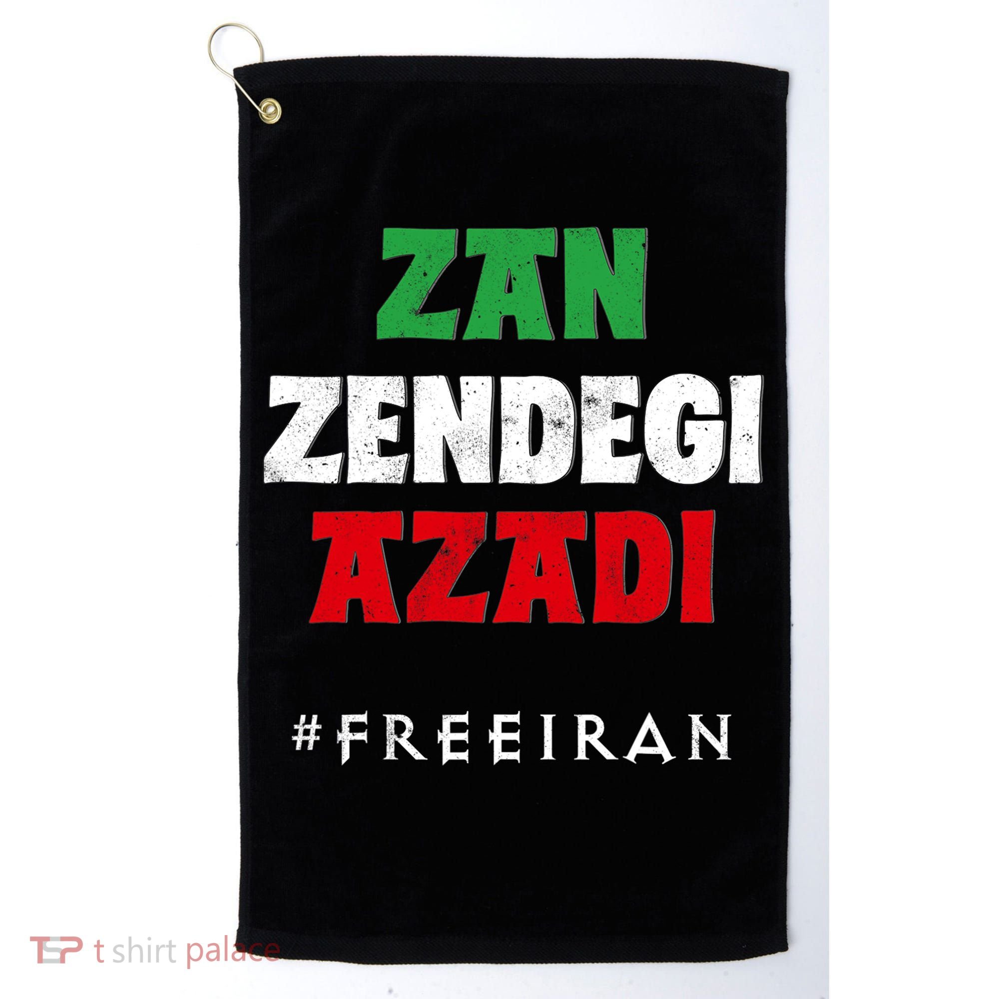Iranian Flag ZAN ZENDEGI AZADI Support Iranian Women Protest Golf Towel
