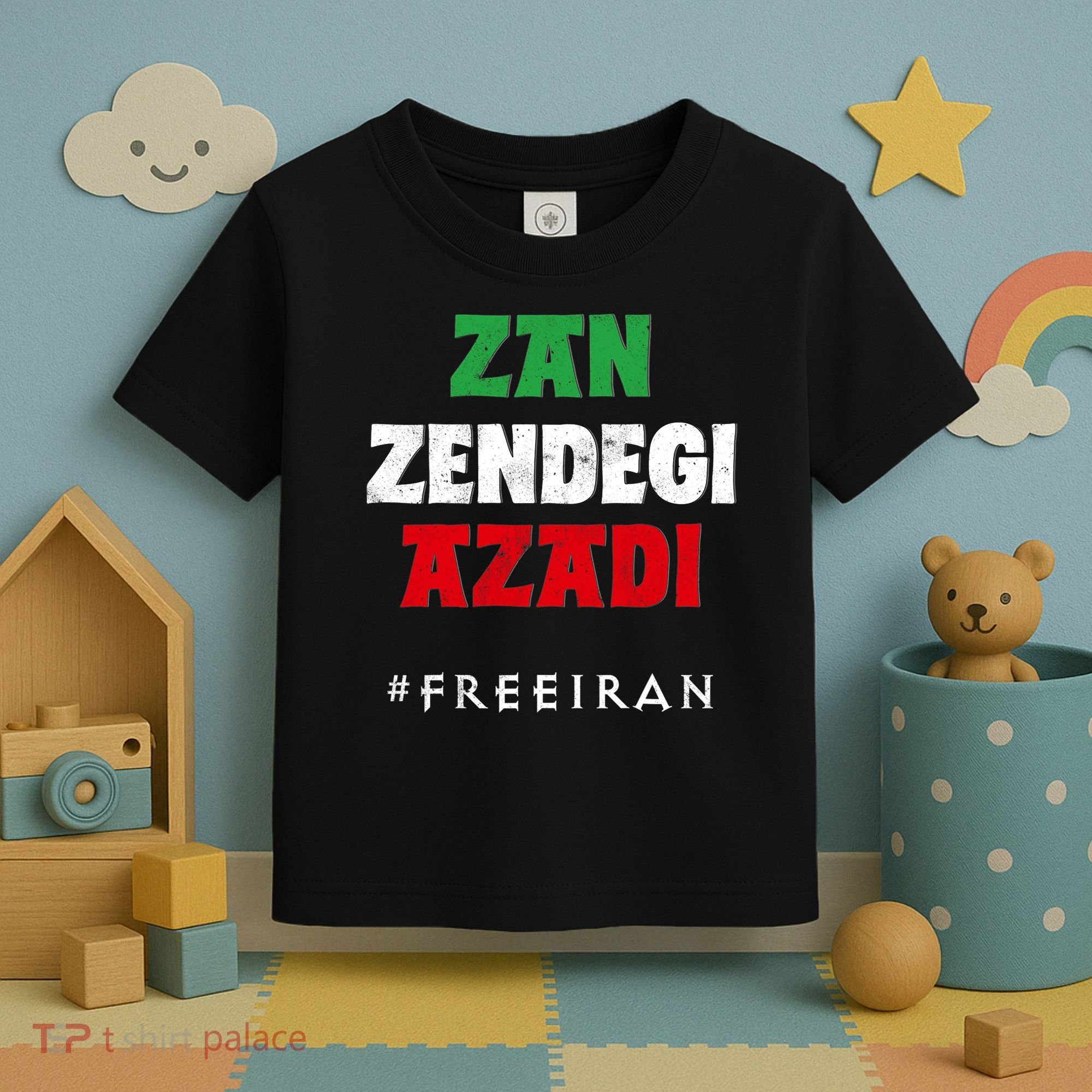 Iranian Flag ZAN ZENDEGI AZADI Support Iranian Women Protest Toddler T-Shirt
