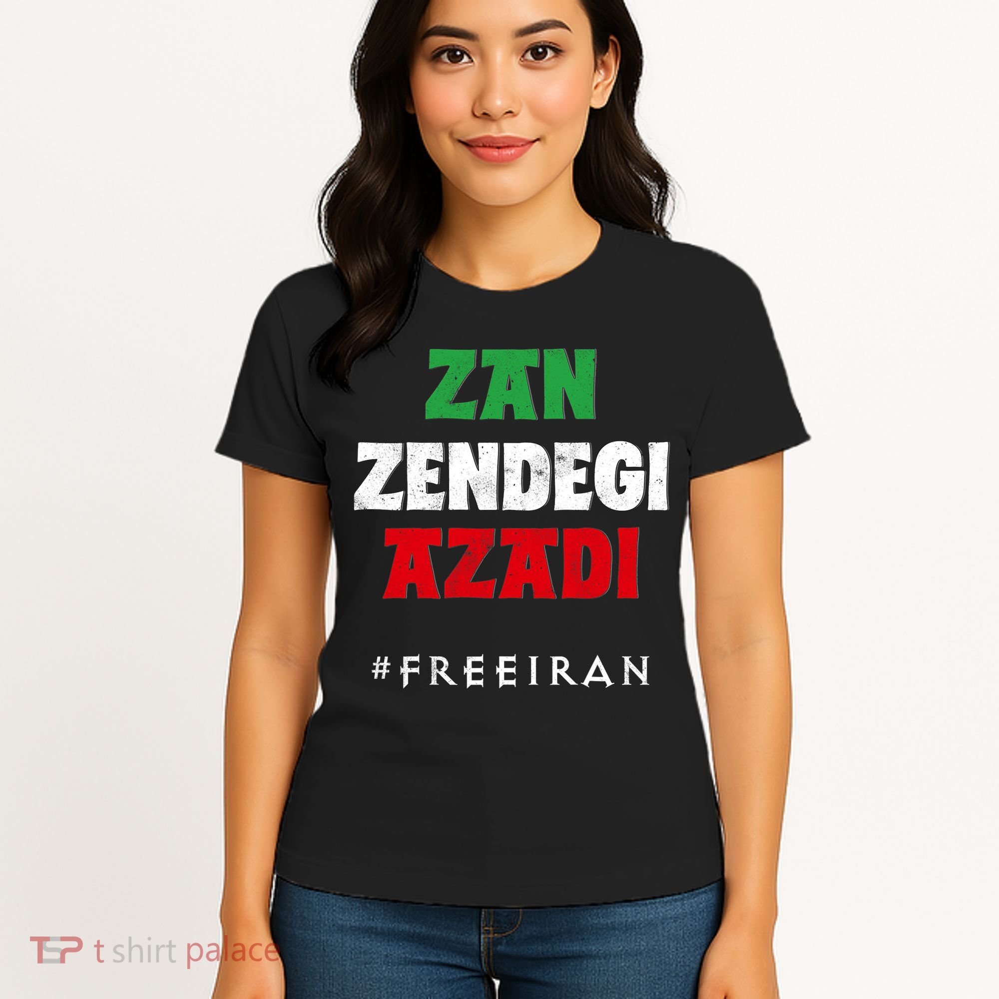 Iranian Flag ZAN ZENDEGI AZADI Support Iranian Women Protest Women's T-Shirt