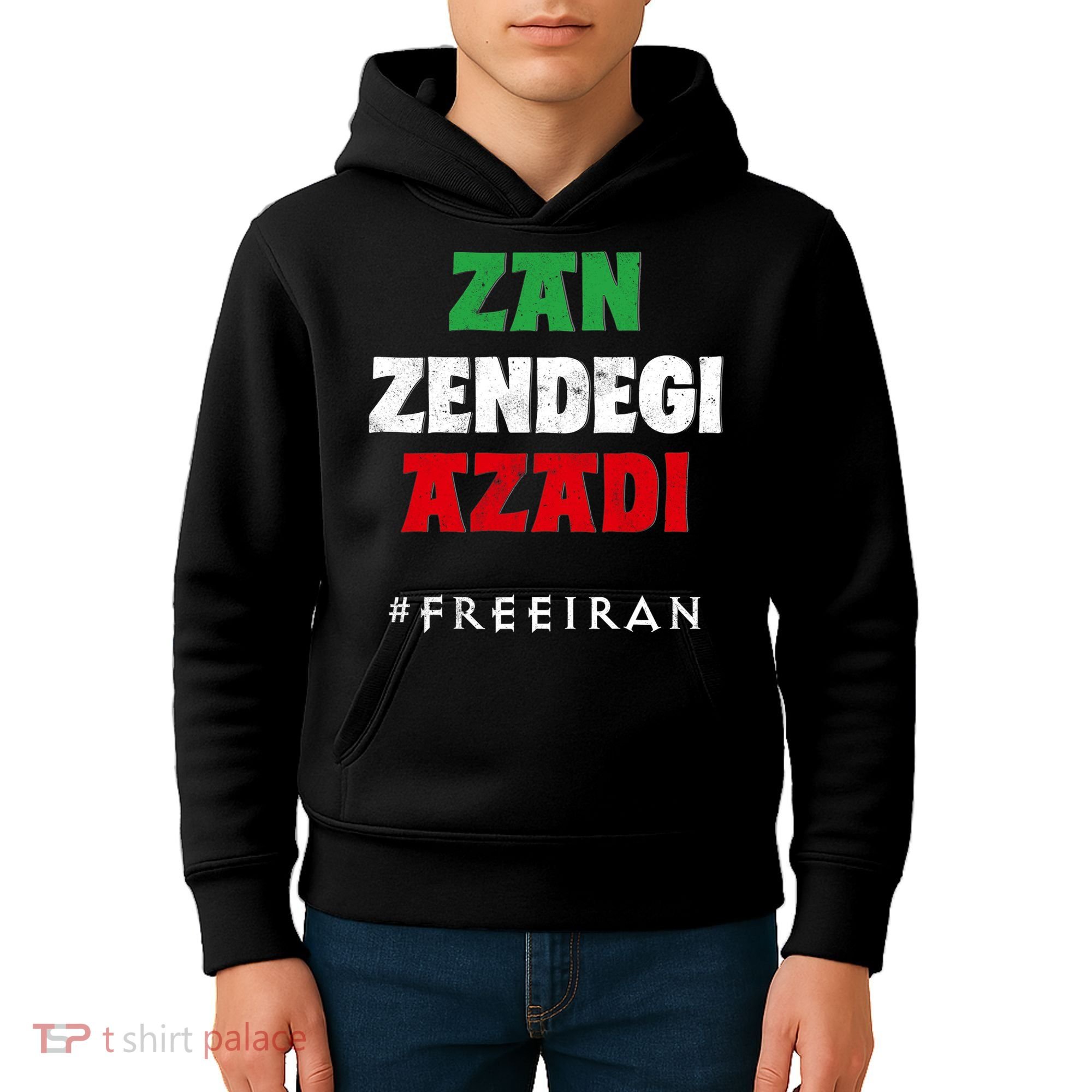 Iranian Flag ZAN ZENDEGI AZADI Support Iranian Women Protest Kids Hoodie