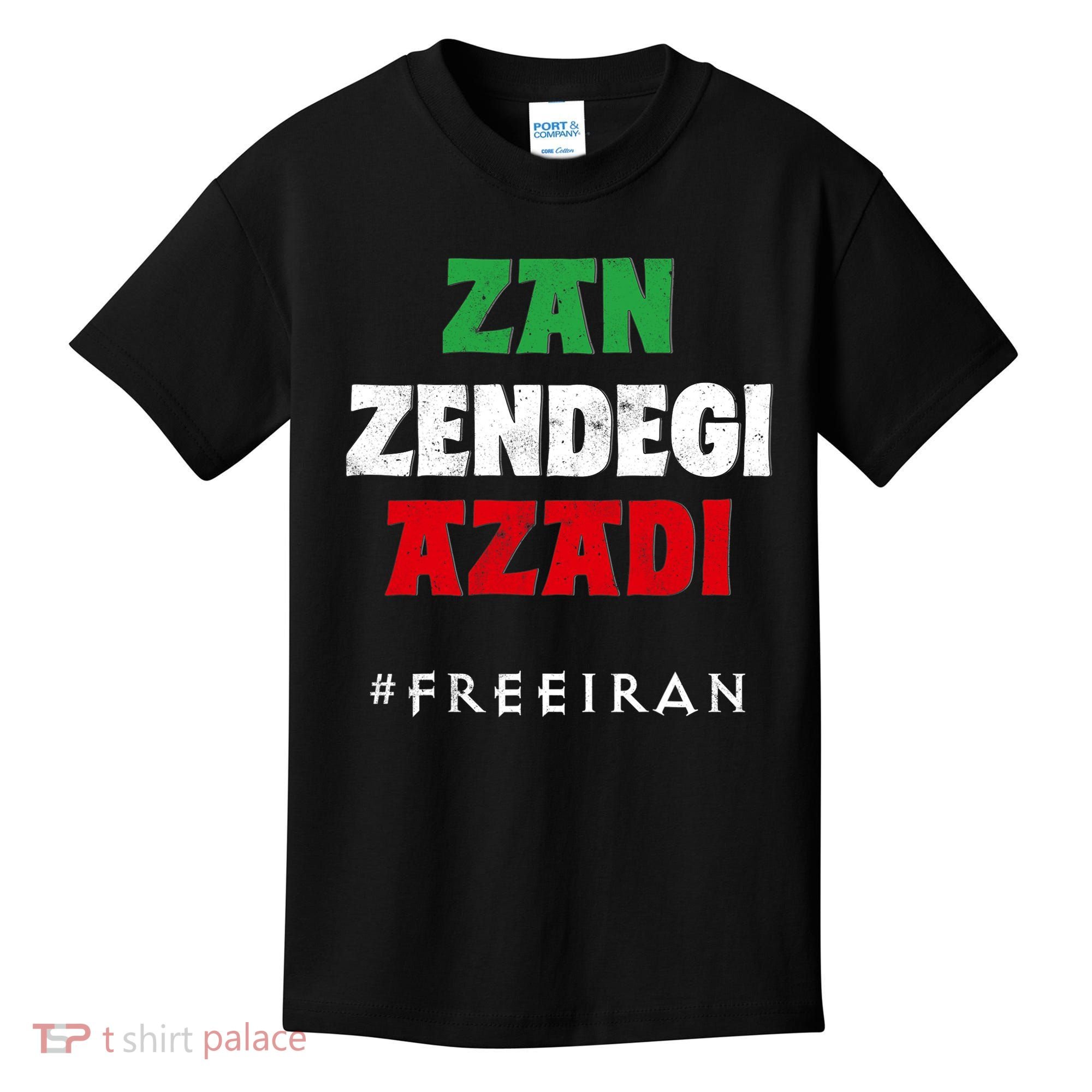 Iranian Flag ZAN ZENDEGI AZADI Support Iranian Women Protest Kids T-Shirt