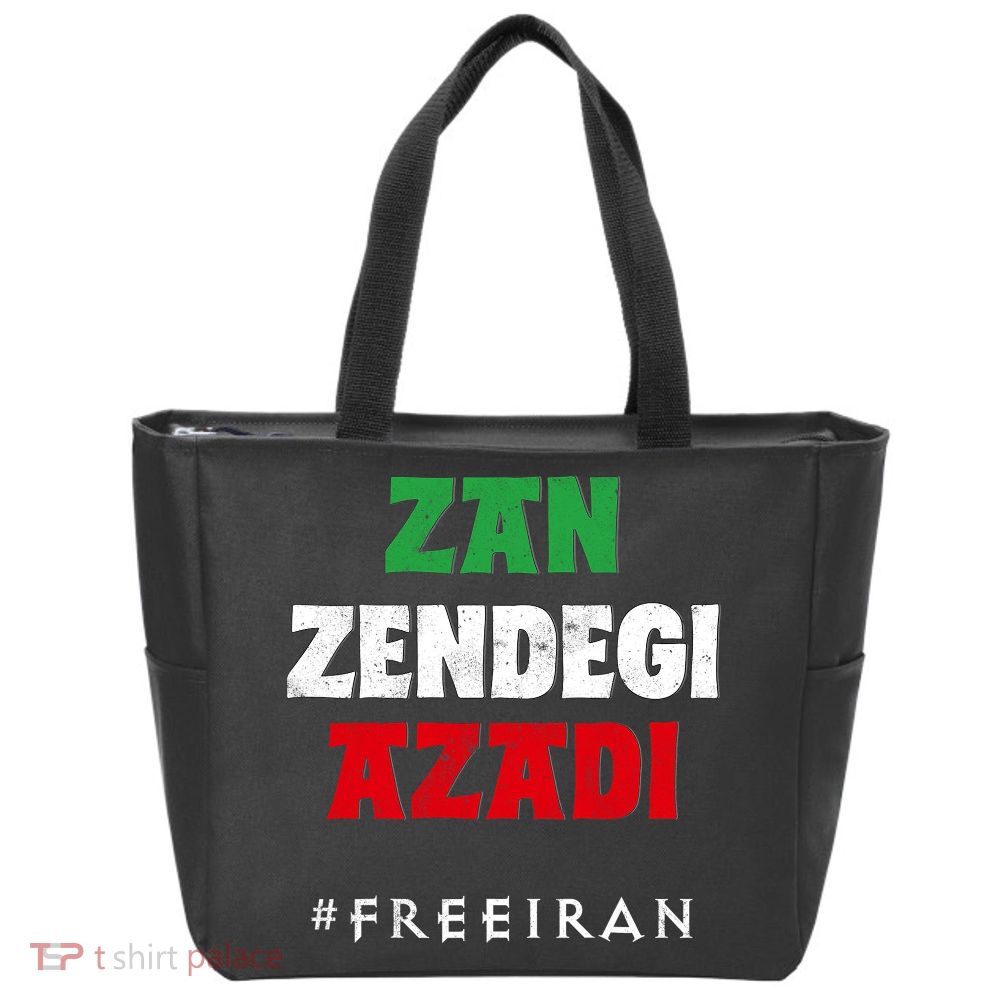 Iranian Flag ZAN ZENDEGI AZADI Support Iranian Women Protest Tote Bag