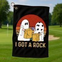 I Got A Rock Halloween Trick Or Treat Ghost Golf Towel thumb 1