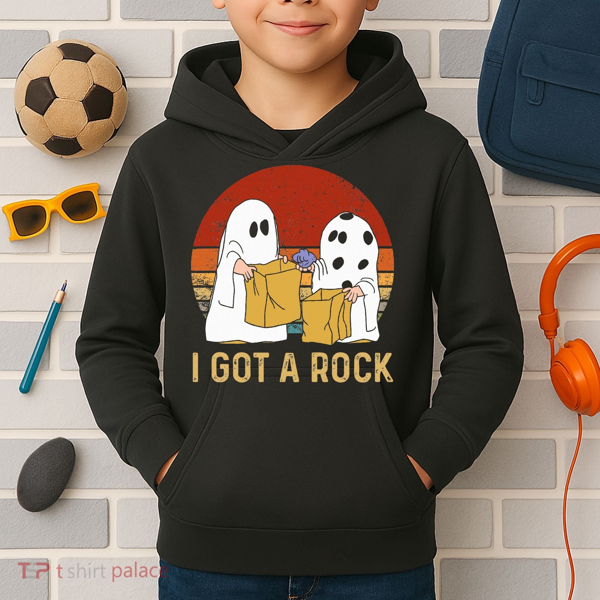 I Got A Rock Halloween Trick Or Treat Ghost Kids Hoodie