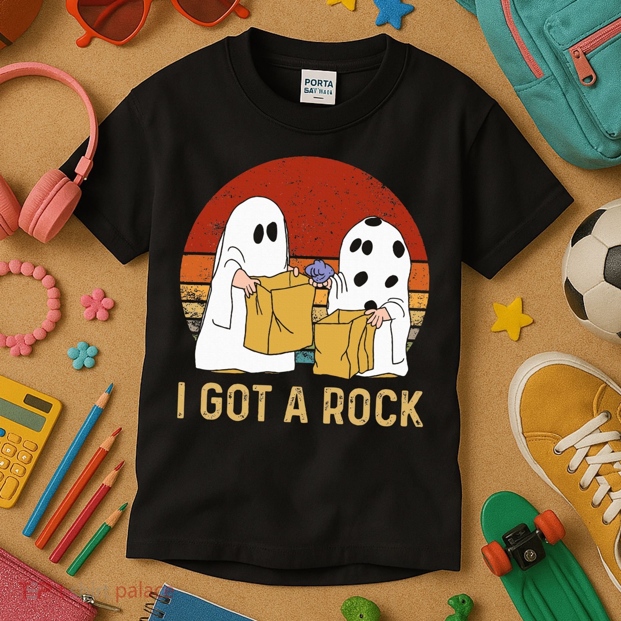 I Got A Rock Halloween Trick Or Treat Ghost Kids T-Shirt