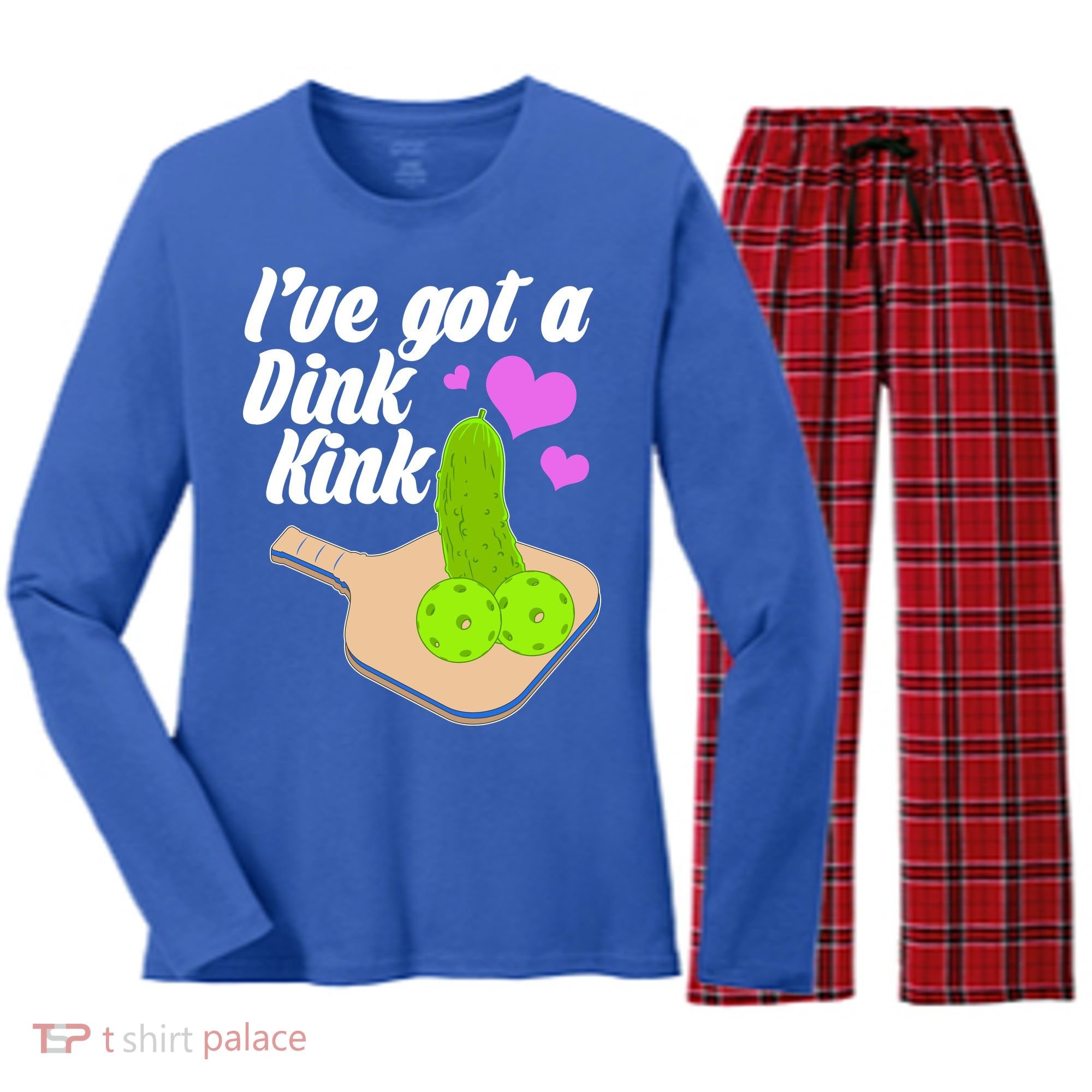 I've Got A Dink Kink Pickle Ball Women's Long Sleeve Flannel Pajama Set 