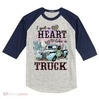 I Got A Heart Like A Truck Runs On Dreams Kids Colorblock Raglan Jersey thumb 0