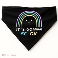 It's Gonna Be Ok Rainbow Smiley Face Positive Quote USA-Made Doggie Bandana thumb 0