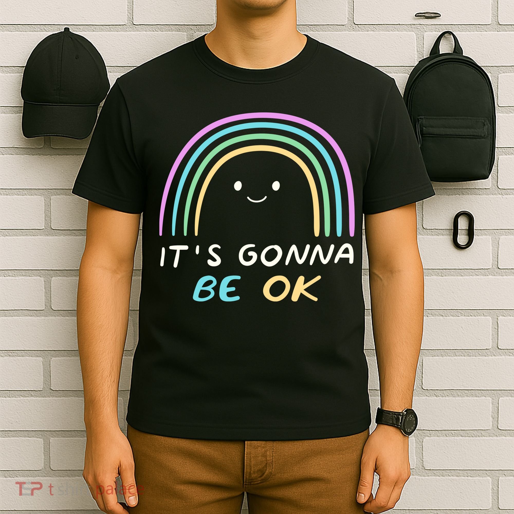 It's Gonna Be Ok Rainbow Smiley Face Positive Quote T-Shirt