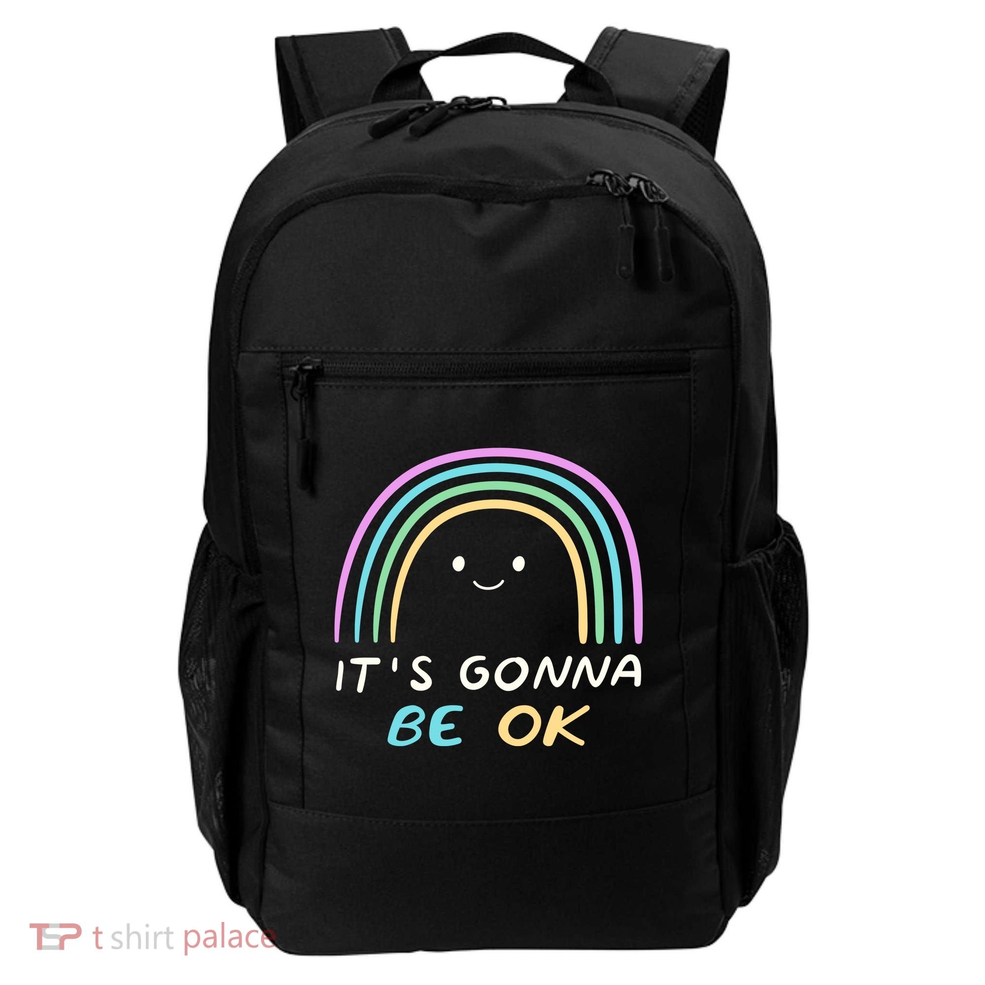 It's Gonna Be Ok Rainbow Smiley Face Positive Quote Backpack