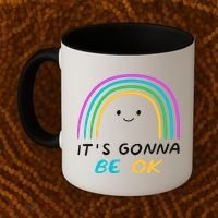 It's Gonna Be Ok Rainbow Smiley Face Positive Quote Coffee Mug thumb 2