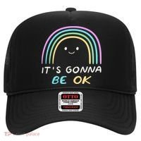 It's Gonna Be Ok Rainbow Smiley Face Positive Quote Hat thumb 0