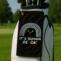 It's Gonna Be Ok Rainbow Smiley Face Positive Quote Golf Towel thumb 2