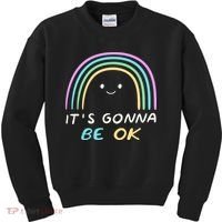 It's Gonna Be Ok Rainbow Smiley Face Positive Quote Kids Sweatshirt thumb 0