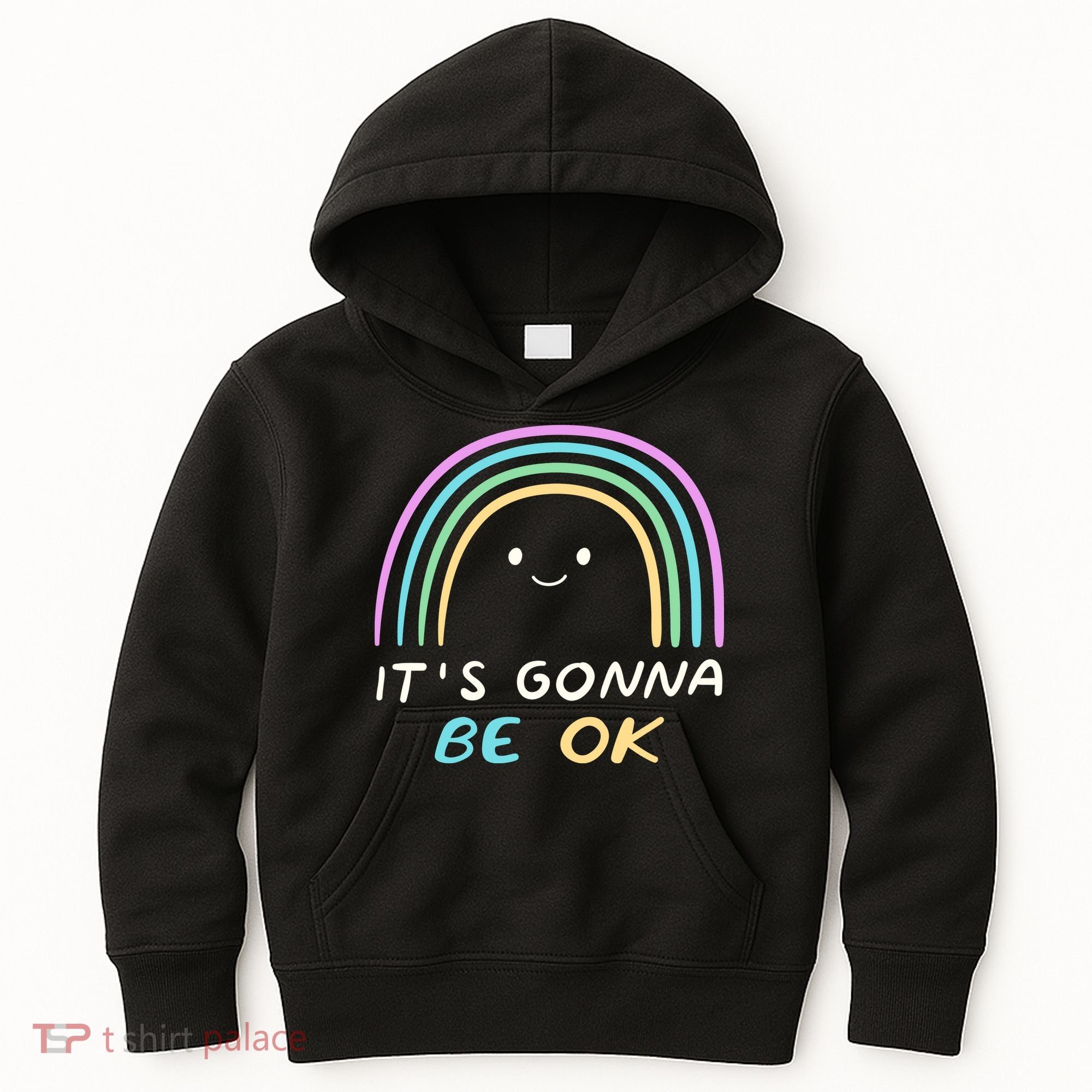 It's Gonna Be Ok Rainbow Smiley Face Positive Quote Kids Hoodie