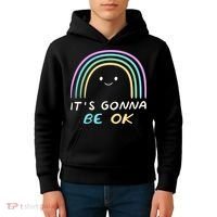 It's Gonna Be Ok Rainbow Smiley Face Positive Quote Kids Hoodie thumb 4