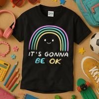 It's Gonna Be Ok Rainbow Smiley Face Positive Quote Kids T-Shirt thumb 3
