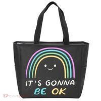 It's Gonna Be Ok Rainbow Smiley Face Positive Quote Tote Bag thumb 0