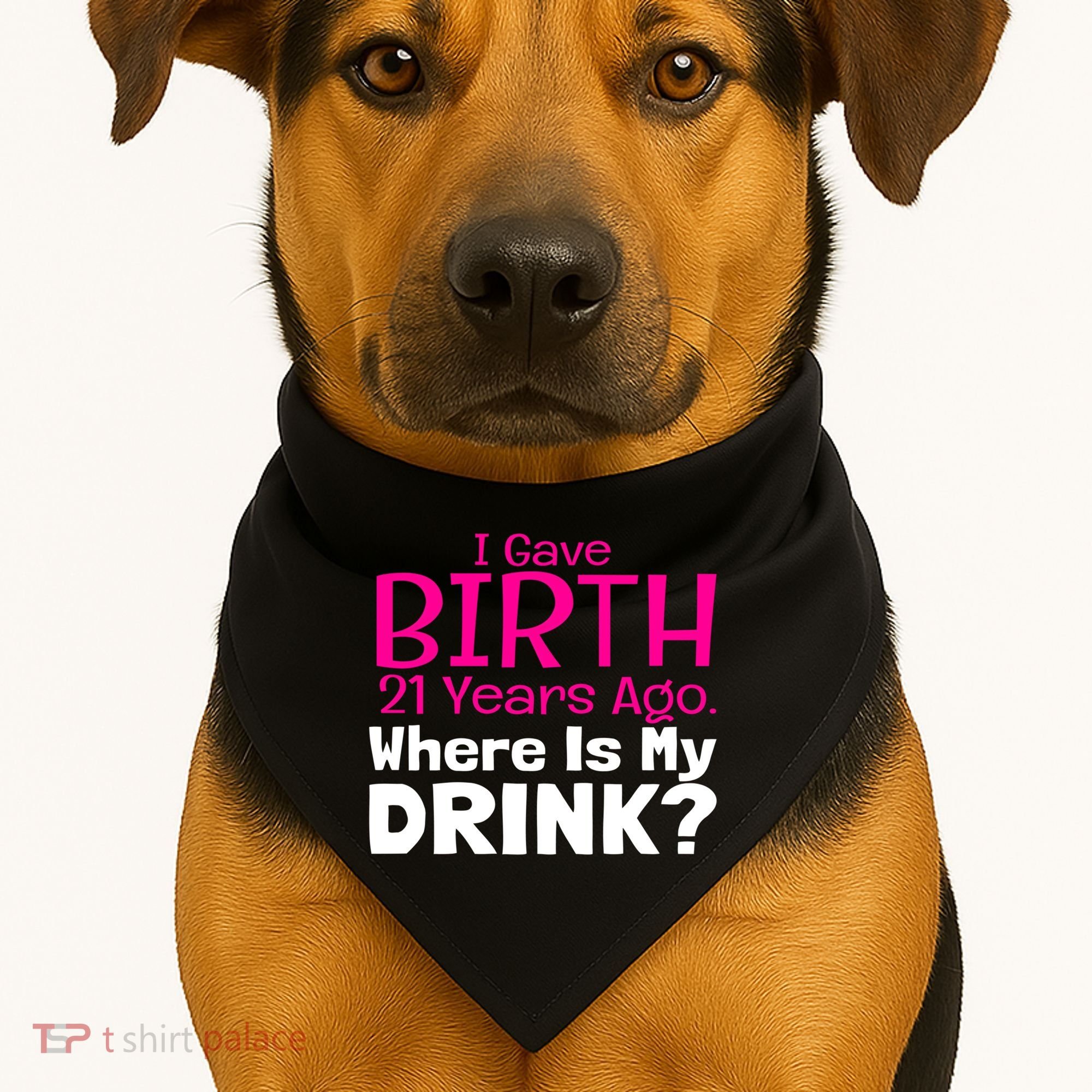 I Gave Birth 21 Years Ago Where's My I Mom Birthday Gift USA-Made Doggie Bandana