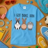 I Got Buns Hun Bunny Mom Cute Rabbit Lover Rabbit Mama Gift Kids T-Shirt thumb 3