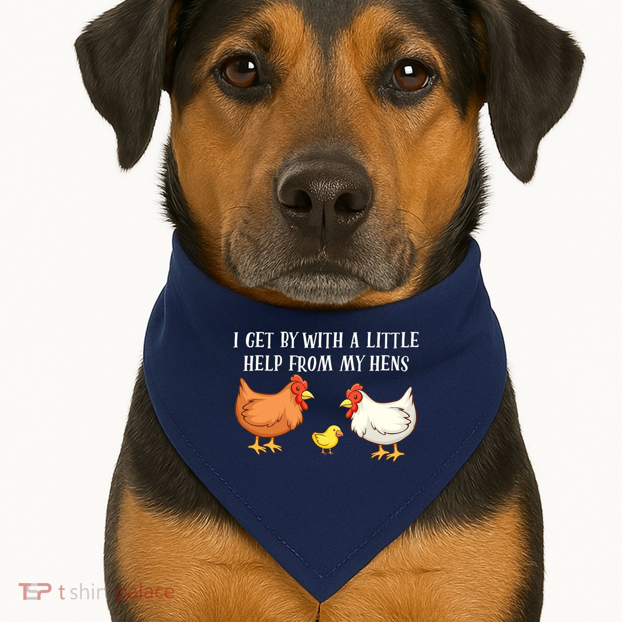 I Get By With A Little Help From My Hens Chicken Lovers USA-Made Doggie Bandana