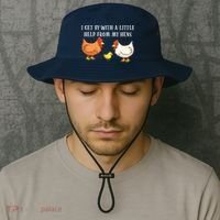 I Get By With A Little Help From My Hens Chicken Lovers Bucket Hat thumb 2