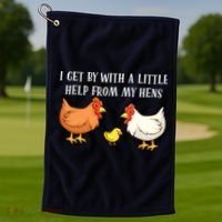 I Get By With A Little Help From My Hens Chicken Lovers Golf Towel thumb 1