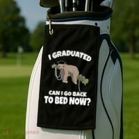 I Graduated Can I Go Back To Bed Now Sloth Golf Towel thumb 2